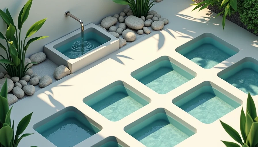 Visual context for minimalist modern outdoor water wall fountain